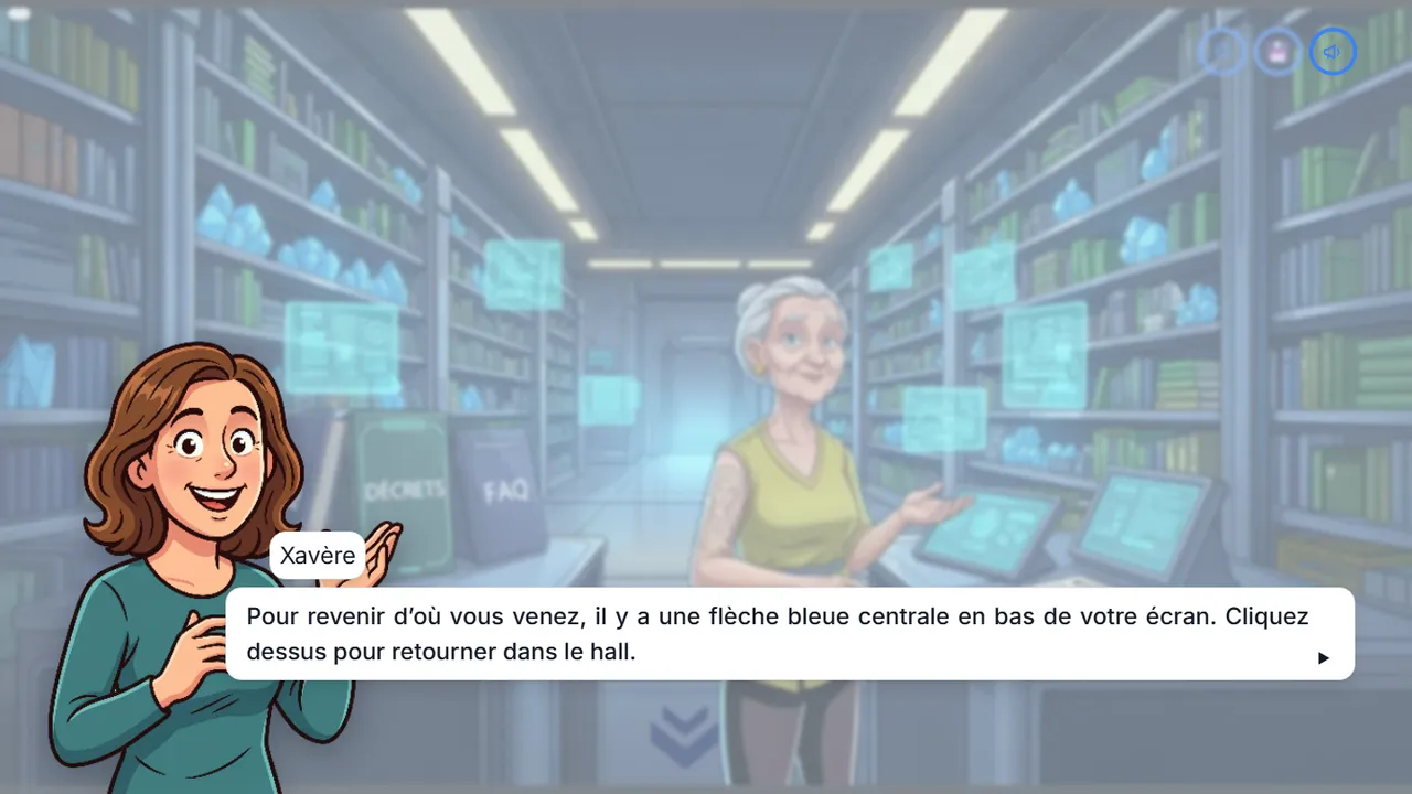 Dans le jeu : la bibliothèque du vaisseau, où l’on retrouve les décrets et la FAQ du référentiel.